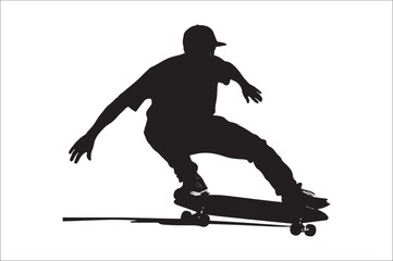 Skateboarders Silhouette Vector Illustration, skateboarders silhouettes Vector collection, skateboarder silhouettes.