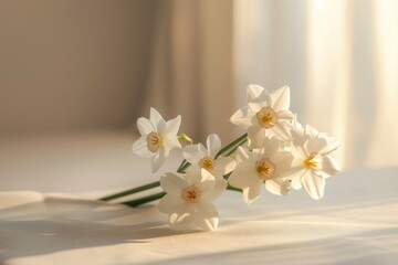 White flowers arranged on a table, suitable for various occasions