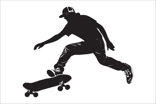 recommend clip art: Skateboarders Silhouette Vector Illustration, skateboarders silhouettes Vector collection, skateboarder silhouettes.