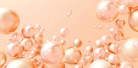 Falling pink soft spheres. realistic illustration. Abstract background with 3d geometric shapes. Modern cover design.