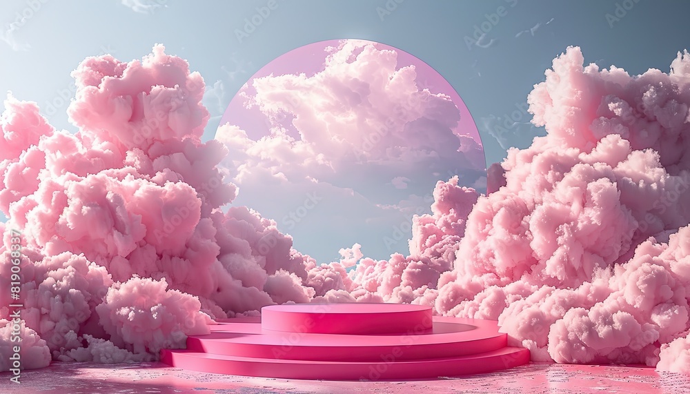 Canvas Prints a pink cloud with a white circle in the middle by ai generated image