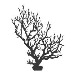 silhouette corals are marine invertebrate animal black color only