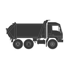 silhouette garbage truck black color only
