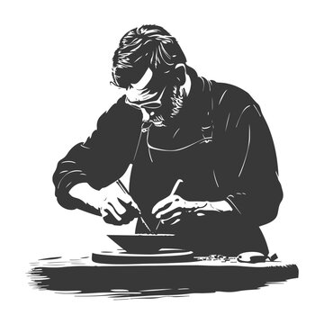 recommend clip art: silhouette goldsmith in action full body black color only