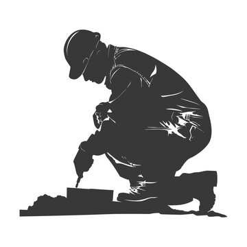 recommend clip art: silhouette goldsmith in action full body black color only