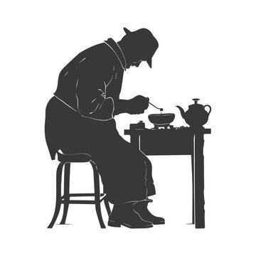 recommend clip art: silhouette goldsmith in action full body black color only