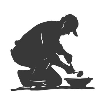 recommend clip art: silhouette goldsmith in action full body black color only