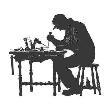 recommend clip art: silhouette goldsmith in action full body black color only
