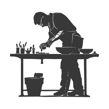 recommend clip art: silhouette goldsmith in action full body black color only