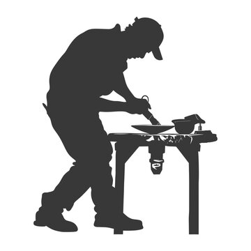 recommend clip art: silhouette goldsmith in action full body black color only