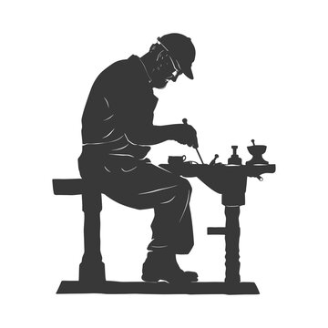 recommend clip art: silhouette goldsmith in action full body black color only