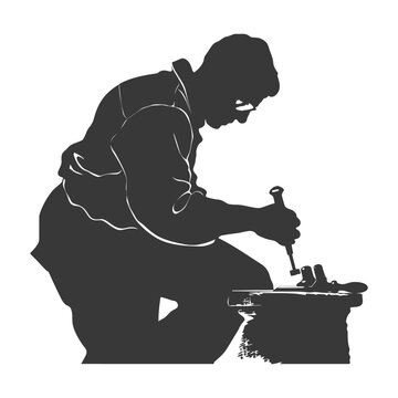recommend clip art: silhouette goldsmith in action full body black color only