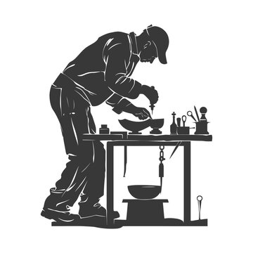craftsman working on pottery silhouette clip art preview