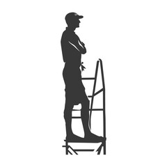 silhouette lifeguard in action full body black color only