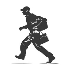 Fototapeta premium silhouette Mailman in action full body black color only