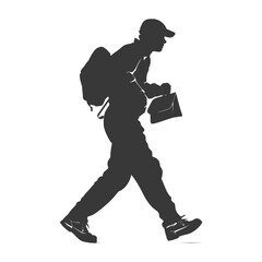 Fototapeta premium silhouette Mailman in action full body black color only