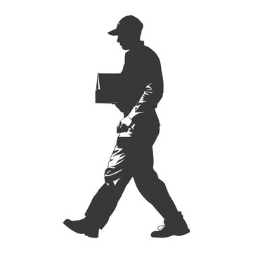 recommend clip art: silhouette Mailman in action full body black color only