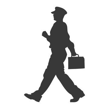 recommend clip art: silhouette Mailman in action full body black color only