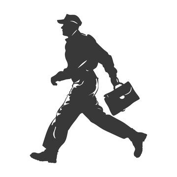 recommend clip art: silhouette Mailman in action full body black color only