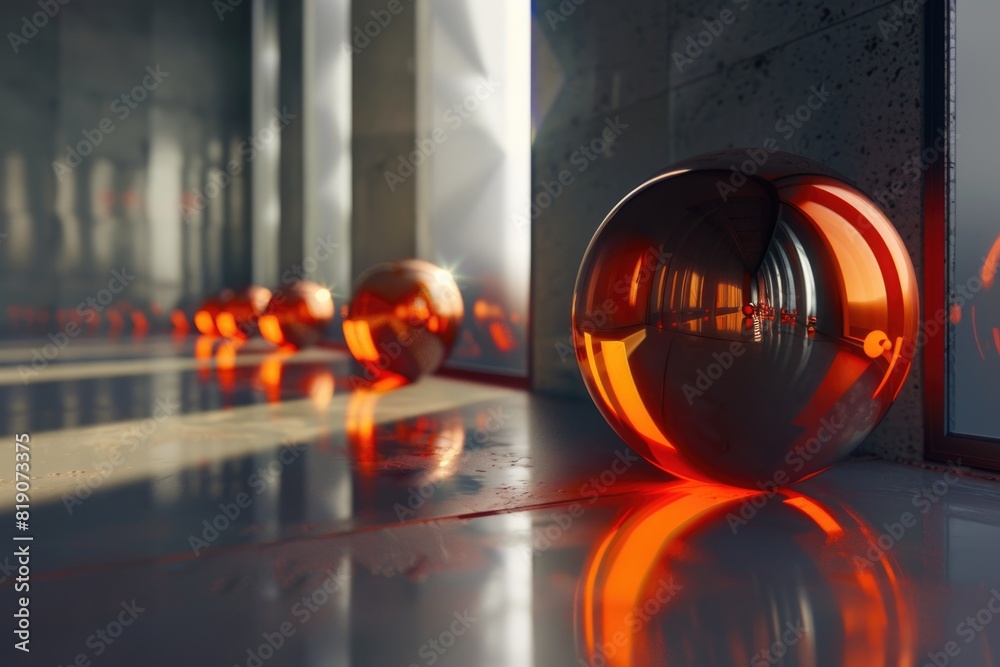 Poster orange balls sitting on the floor. suitable for various design projects