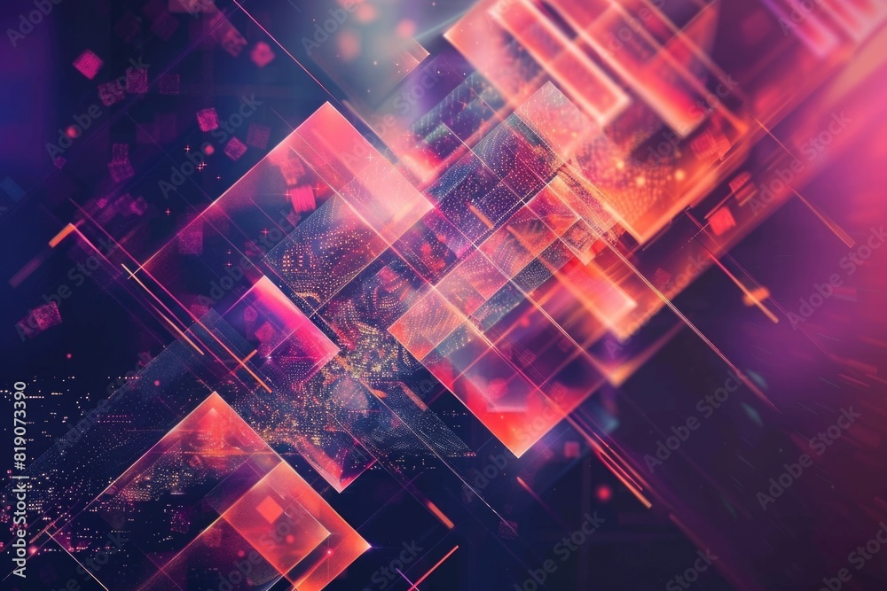 Poster a vibrant abstract background with purple and red squares. ideal for graphic design projects