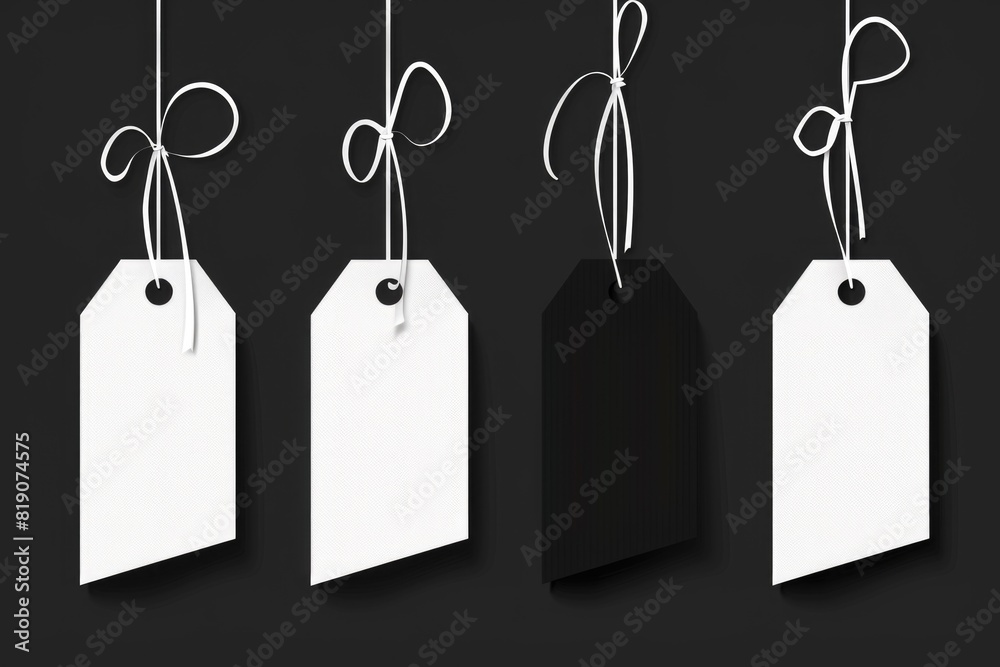 Aufkleber Four tags hanging from strings, suitable for various design projects