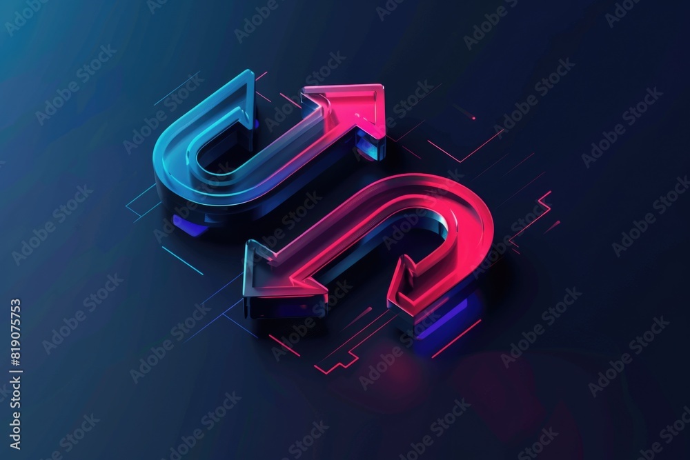 Poster 3D rendering of a curved up arrow, perfect for business presentations