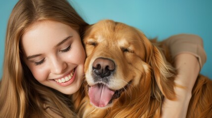 A Joyful Embrace with Golden Retriever