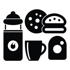 Breakfast icons set vector on white background