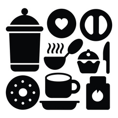 Breakfast icons set vector on white background