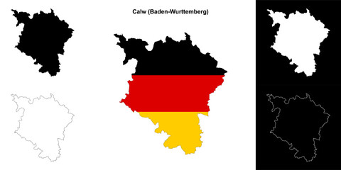 Obraz premium Calw (Baden-Wurttenberg) blank outline map set