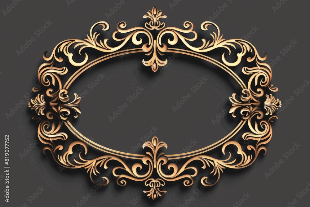 Aufkleber Elegant gold ornate frame on a sleek black background. Perfect for adding a touch of luxury to any design project