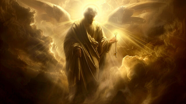 Winged angel with the keys from heaven