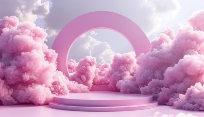 A pink cloud with a white circle in the middle by AI generated image
