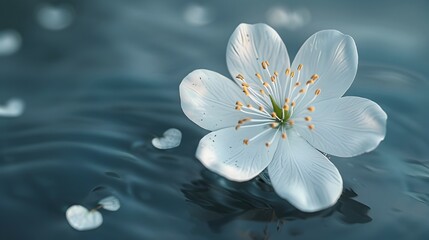 Enchanting Floating Water Blossom in Serene Minimalist Layout Digital