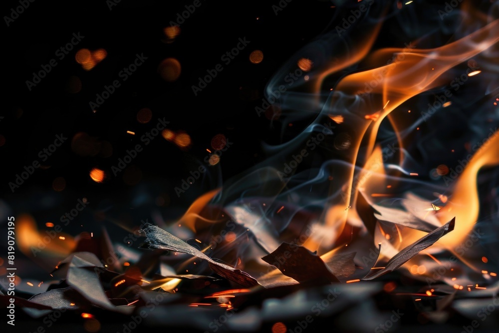 Aufkleber A close up view of a fire with a black background. Ideal for use in design projects