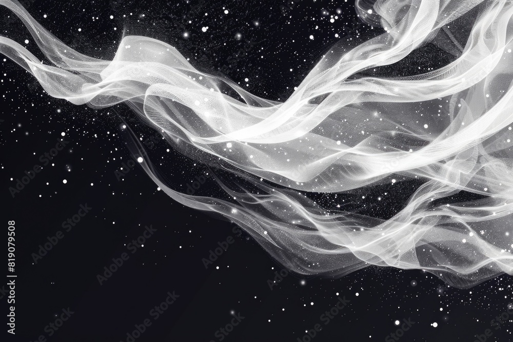 Poster A captivating image of swirling smoke against a backdrop of twinkling stars. Ideal for use in science fiction or abstract design projects