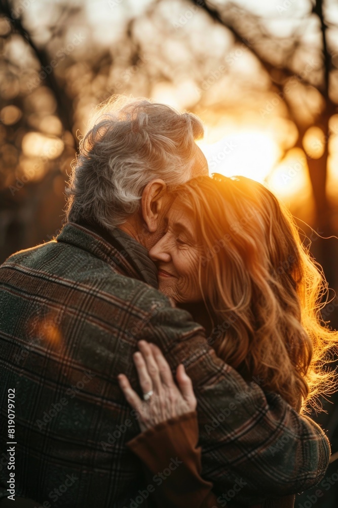 Poster a man and a woman hugging each other. suitable for relationship and love concepts