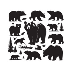 bear silhouette isolated on the white background vector illustration