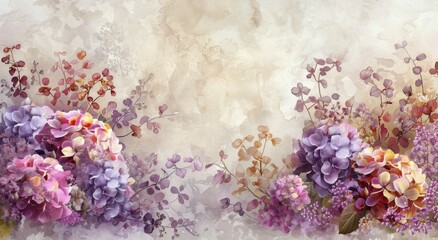 Purple Flowers on White Background