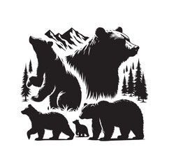 bear silhouette isolated on the white background vector illustration