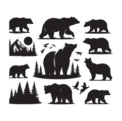 bear silhouette isolated on the white background vector illustration