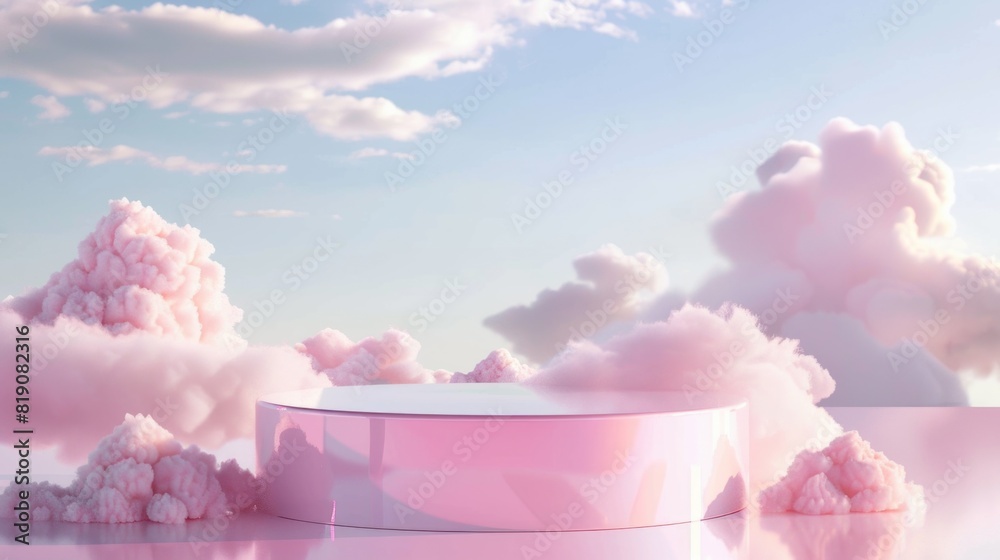 Aufkleber Pink table with clouds in the background, perfect for various design projects