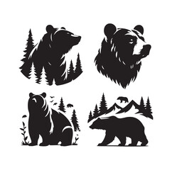 bear silhouette isolated on the white background vector illustration