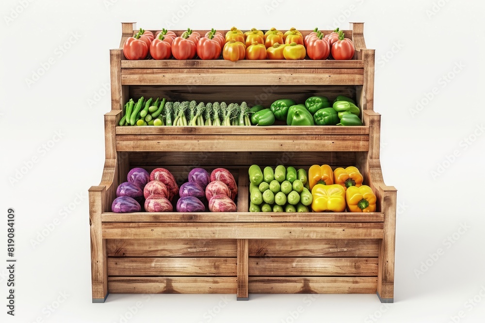 Poster A variety of fresh vegetables in a display case. Perfect for food and nutrition concepts