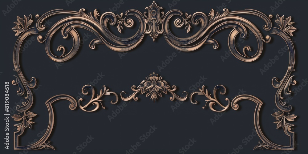 Poster A simple and elegant gold frame on a black background, perfect for adding a touch of sophistication to any design project