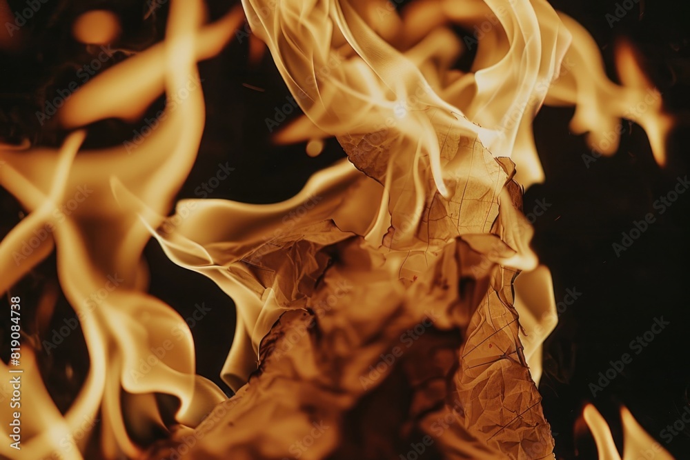 Aufkleber A close up of a piece of paper on fire. Suitable for concepts related to destruction or danger
