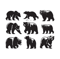 bear silhouette isolated on the white background vector illustration