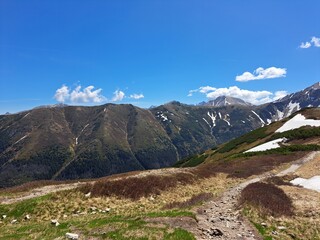 landscape with sky mountains Tatry in Poland trail 