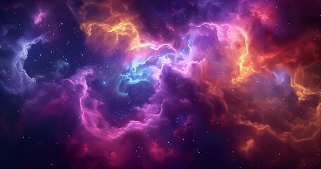 Fototapeta na wymiar Colorful Nebula with Pink, Purple, and Blue Swirls in Outer Space, Ideal for Sci-Fi and Cosmic Themes